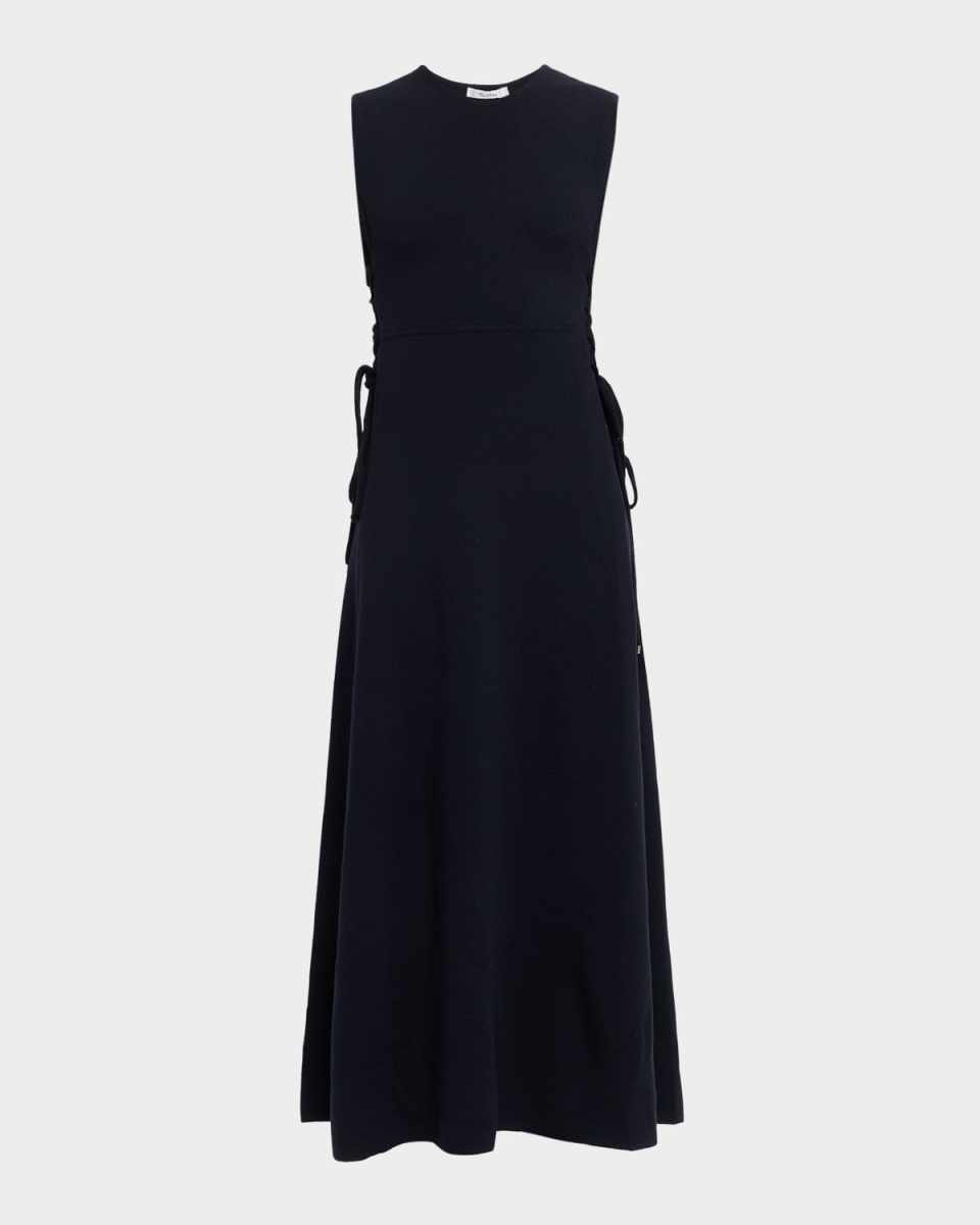 Delfi Lace-Up Wool Knit Midi Dress